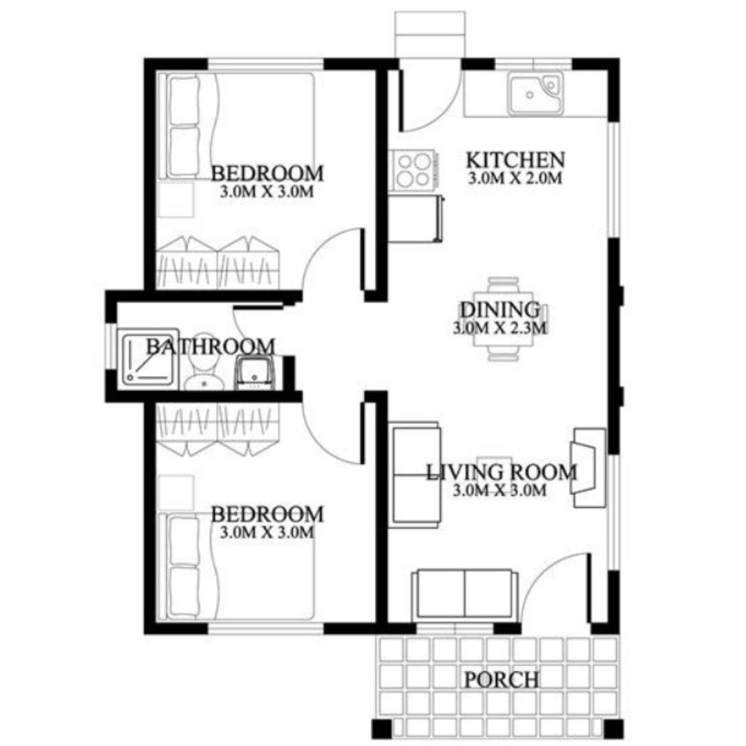 800 sq ft house plans 2 bedroom indian style