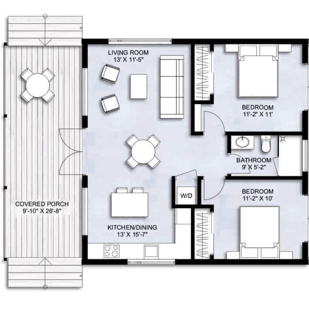  800 sq ft house plans 2 bedroom indian style
