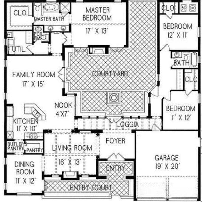 small courtyard house plans
